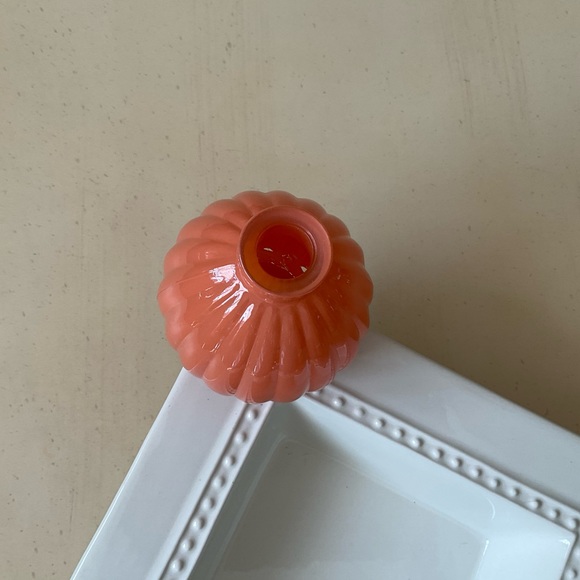 Orange Ribbed Glass Bud Vase Platter Decoration 💐 - Picture 4 of 5